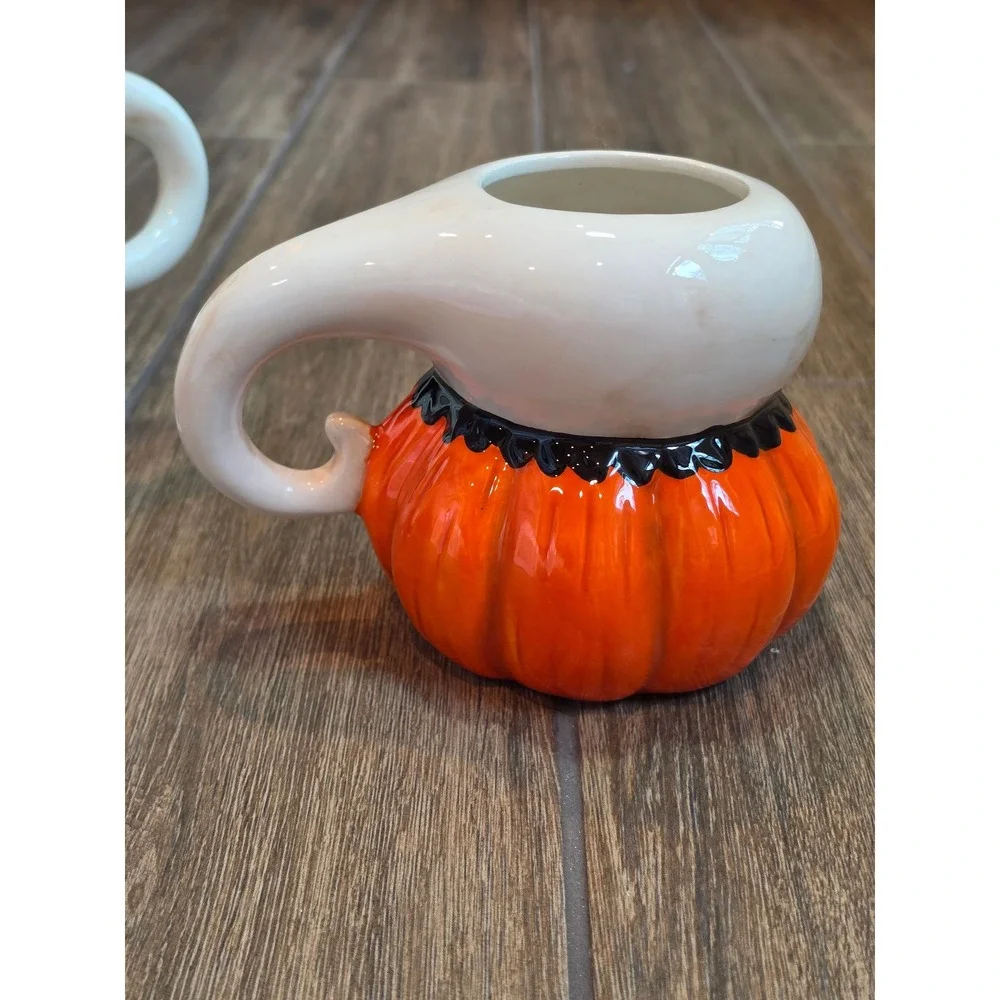 Johanna Parker Transpac Halloween Gus Ghost Teapot and Pumpkin Ghost Mug Set